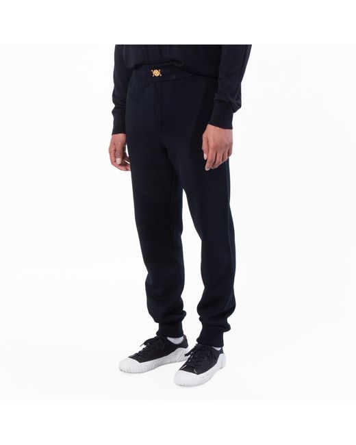 Versace Blue Cashmere-Blend Knit Sweatpants for men