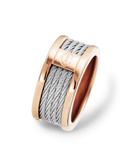 Charriol White Forever Stainless Steel Pvd Rose Gold Cable Ring