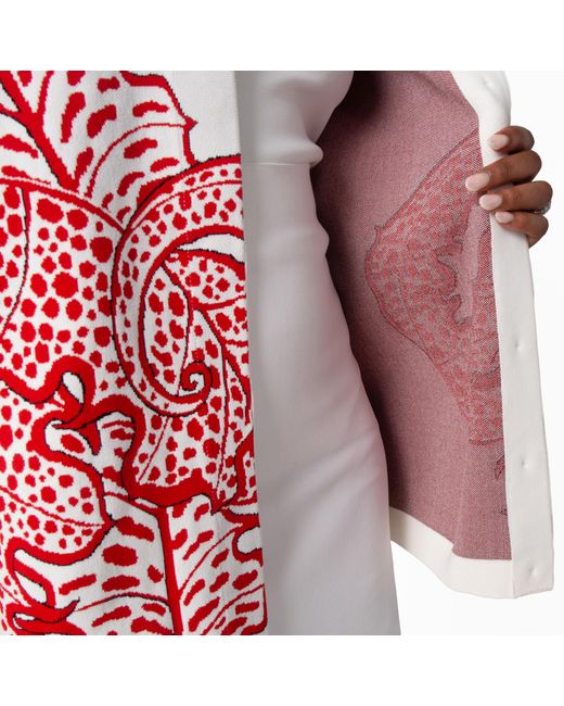 Ferragamo Red Jungle Print V-Neck Cardigan for men