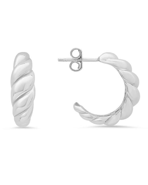 Kylie Harper White Sterling Domed Wave Statement Hoop Earrings