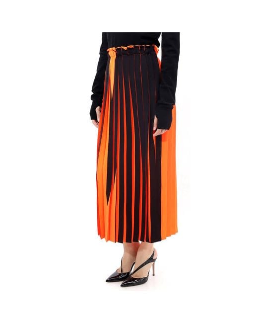 MM6 by Maison Martin Margiela Orange Mm Bicolor Pleated Skirt