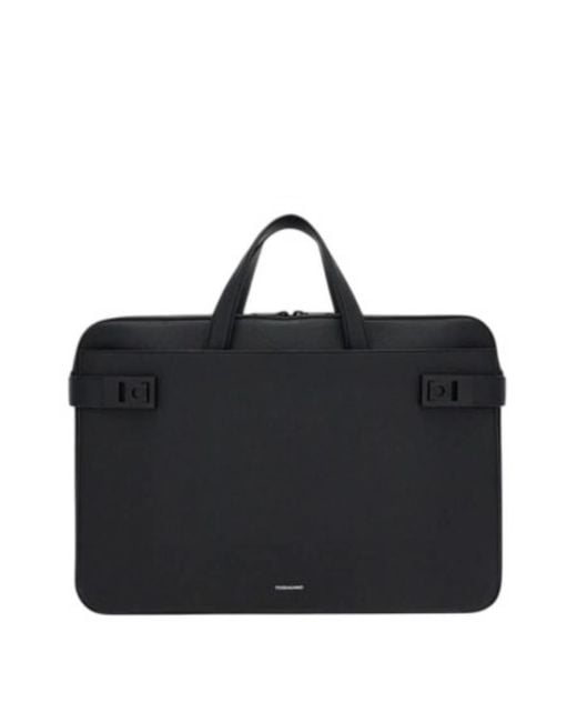 Ferragamo Black Firenze Leather Briefcase