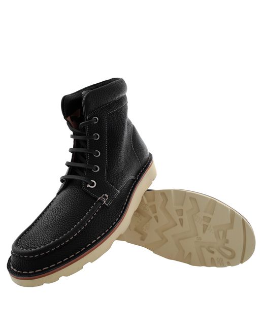 Ferragamo Black Seven 2 Leather Lace-Up Boots for men
