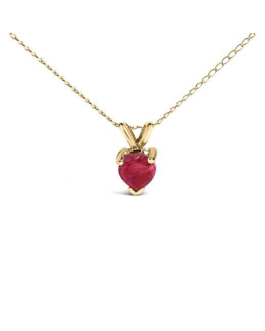 Haus of Brilliance Metallic 14K 5X5 Mm Heart Shaped Ruby Solitaire Pendant Necklace for men