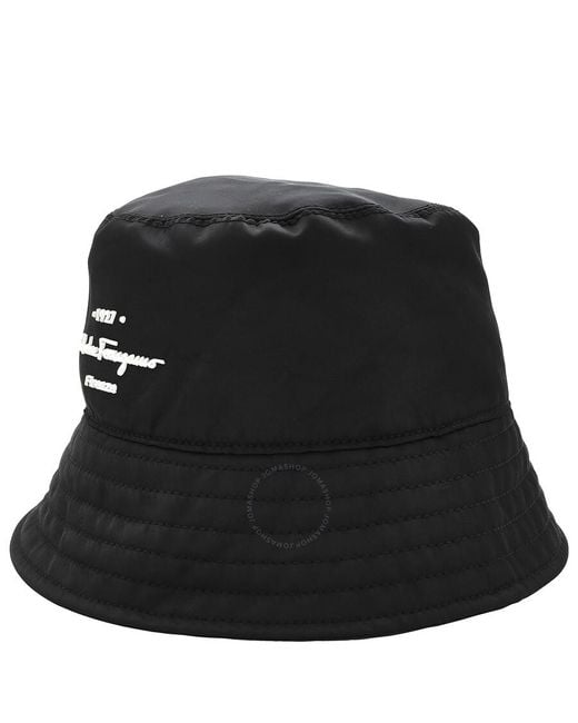 Ferragamo Black Logo Nylon Bucket Hat