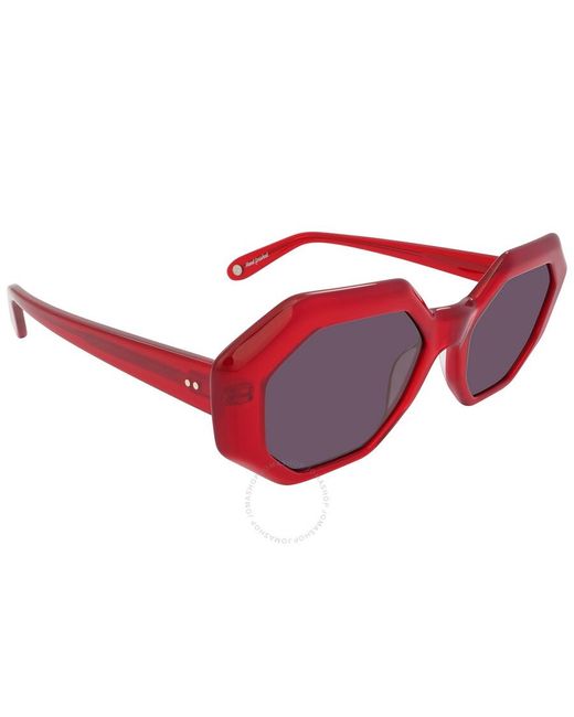 Garrett Leight Red Jaqueline Semi Flat Purple Geometric Sunglasses