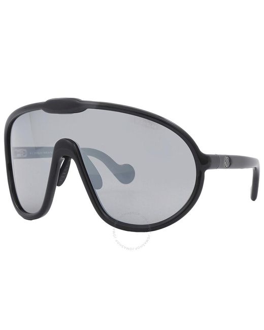 Moncler Gray Halometre Smoke Mirror Shield Sunglasses Ml0184 01c 00