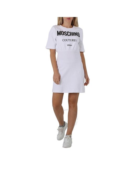 Moschino Blue Fantasy Print Couture Logo T-shirt Dress