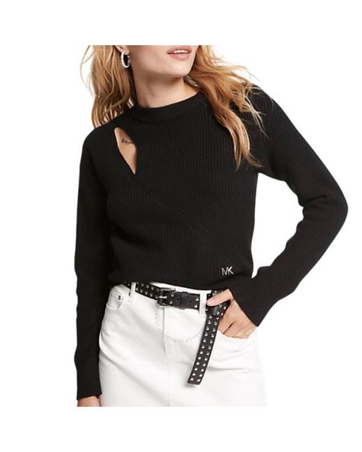 Michael Kors Black Key Hole Cut- Out Sweater