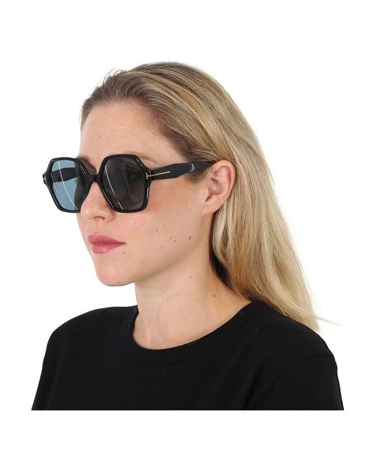Tom Ford Romy Smoke Hexagonal Sunglasses Ft1032-f 01a 56 in  display picture 3