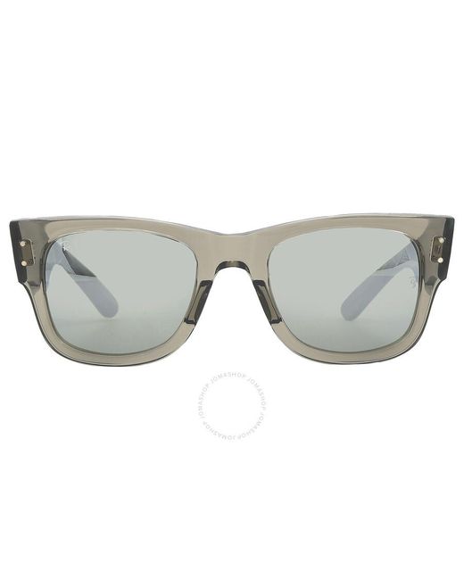 Ray-Ban Gray Mega Wayfarer Silver Mirror Square Sunglasses Rb0840s 66355c 51