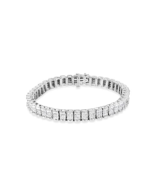 Haus of Brilliance Metallic 14K 5.00 Cttw Invisible Set Princess-Cut Diamond Belt And Buckle Tennis 7" Bracelet (H-I Color, Si1-Si2 Clarity)