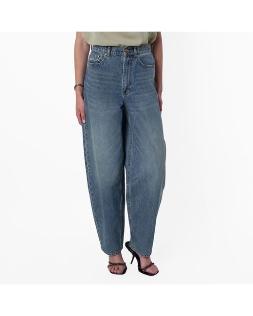 Zimmermann Blue Illustration Barrel Cotton Denim Jeans