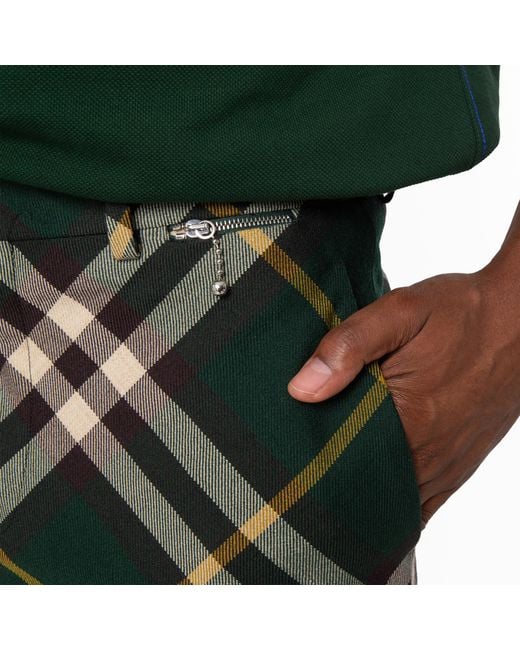 Burberry Green Tailored Check Pattern Wool Trousers, Brand Size 46 Us for men