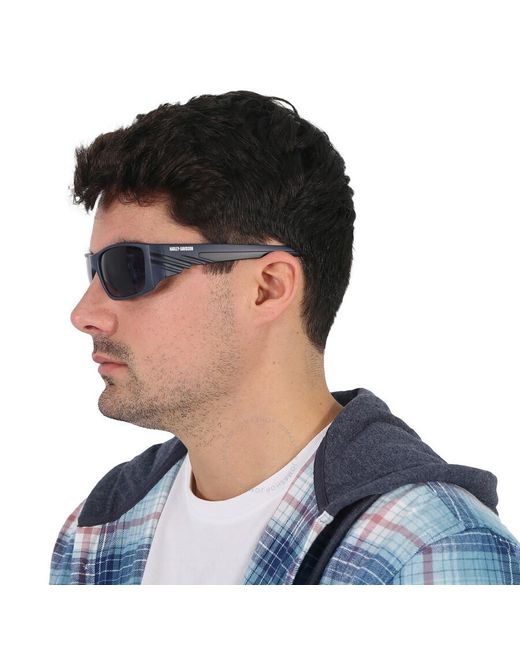 Harley Davidson Blue Wrap Sunglasses Hd0142v 91v 60 for men