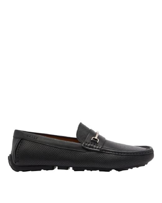 Bally Black Daryan Perforated Leather Driving Shoes, Brand Size 6.5 Us for men
