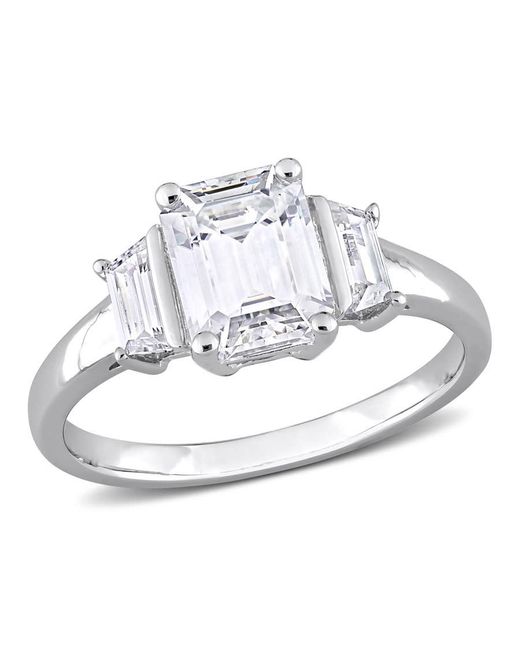 Amour Metallic 2 1/3 Ct Dew Created Moissanite Three-Stone Engagement Ring for men