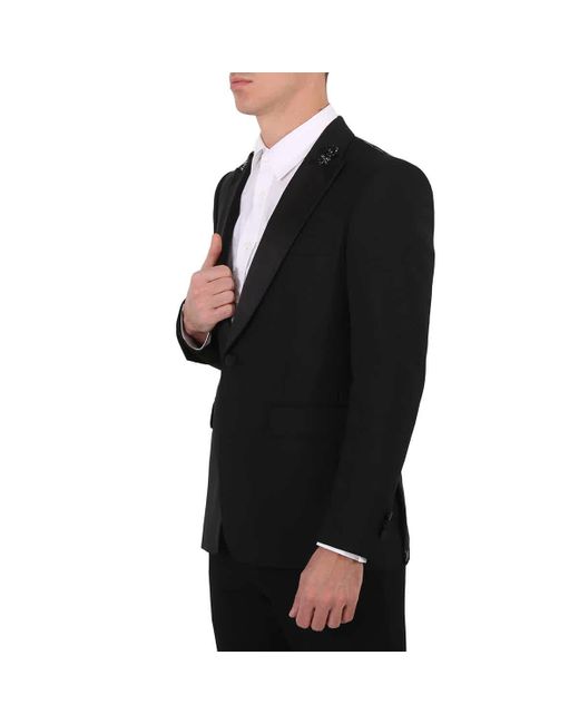 Burberry Black English Fit Embellished Mohair Wool Tuxedo Jacket for men
