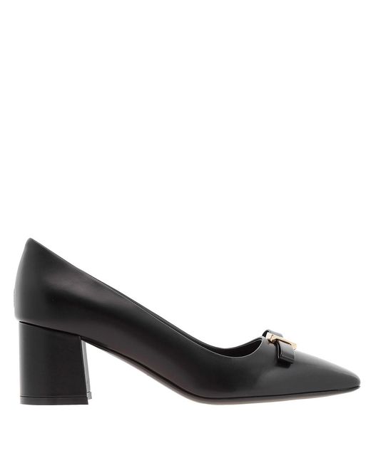 Ferragamo Black Ferragamo Myra Bow Block Heel Pumps, Size 5.5 C