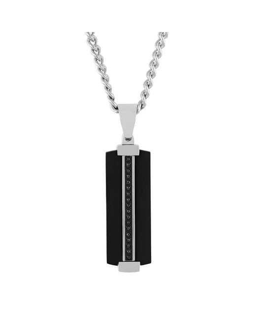 Robert Alton White 1/10Ctw Diamond Stainless Steel With & Finish Dog Tag Pendant for men