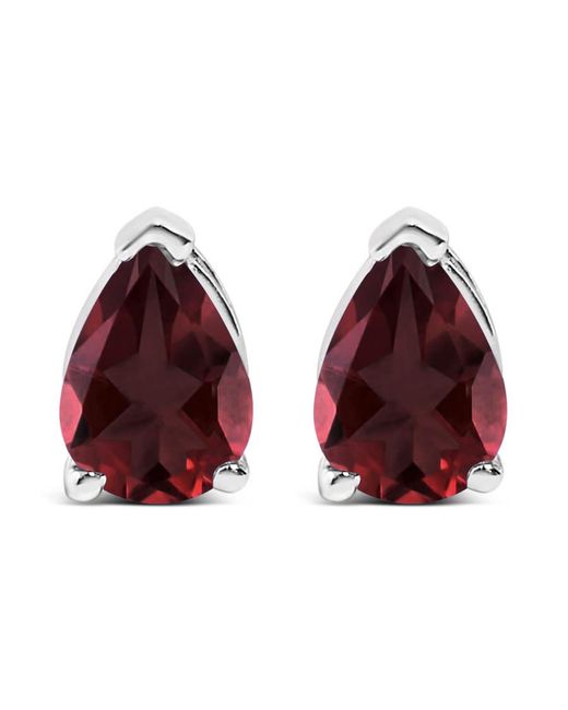 Haus of Brilliance Red 14K 6X4Mm Pear Shaped Garnet Solitaire Stud Earrings