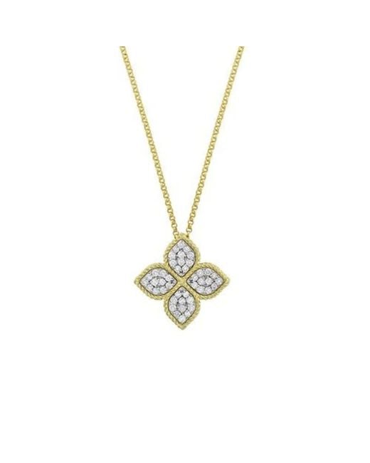 Roberto Coin Metallic 18k Yellow Gold Diamond Princess Flower Pendant