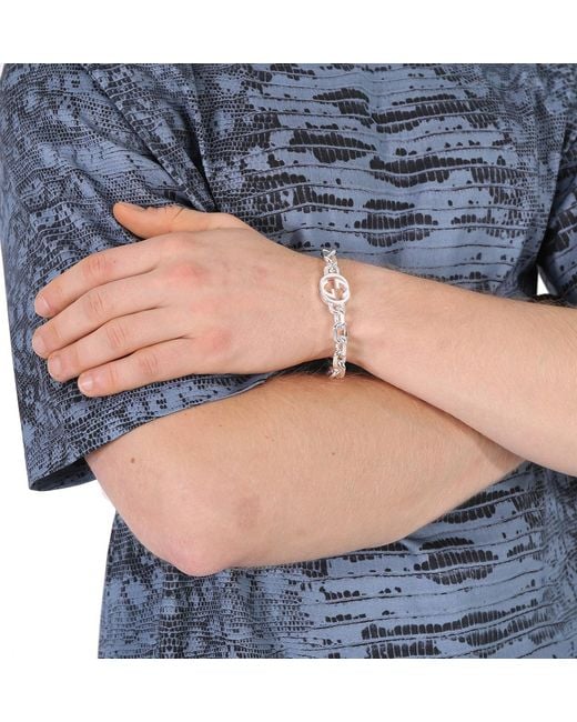 Gucci Metallic Interlocking G Motif Sterling Bracelet Size 19 for men