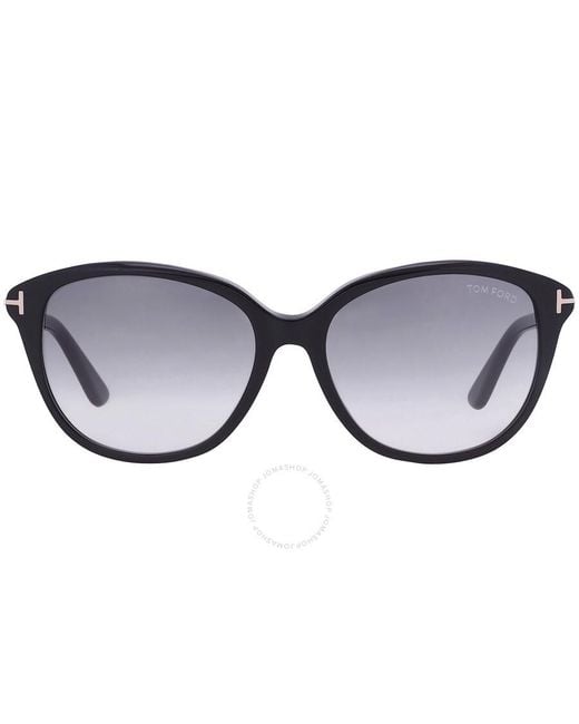 Tom Ford Black Karmen Smoke Gradient Oval Sunglasses Ft0329 01b 57