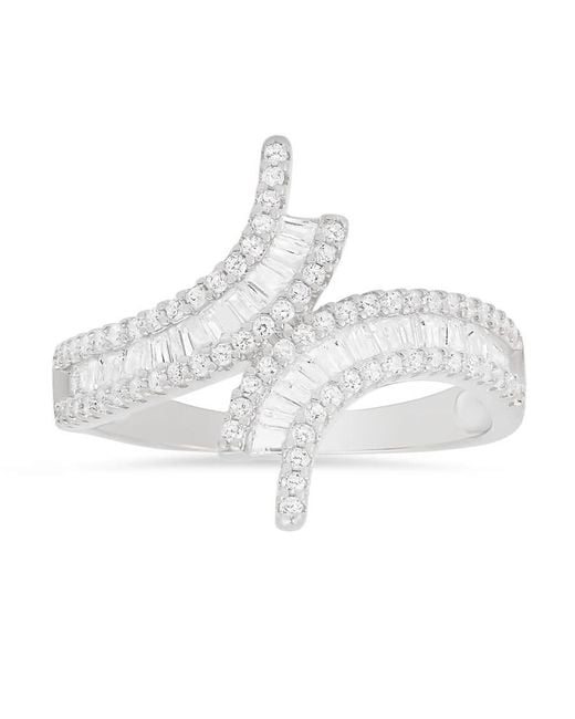 Kylie Harper White Sterling Baguette-Cut Cz Bypass Statement Ring
