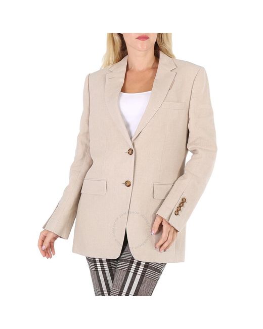 Burberry Natural Loulou Oatmeal Single-breasted Tailo Jacket