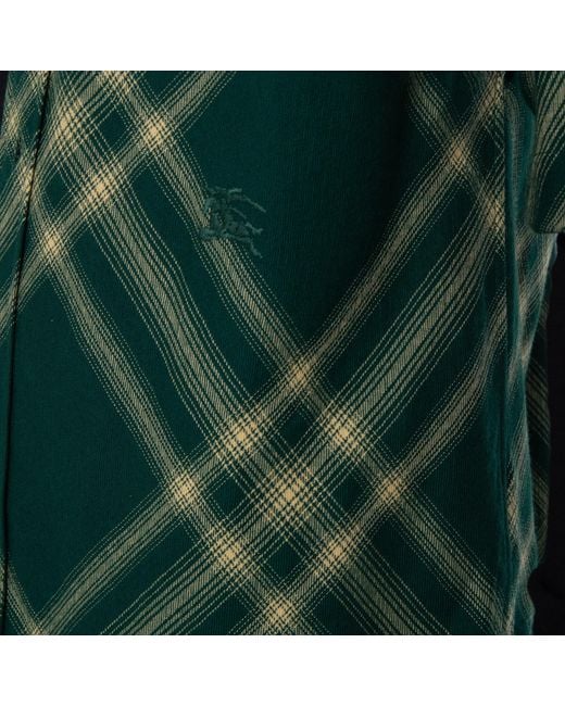 Burberry Green Ekd Check Print Wool Shirt for men