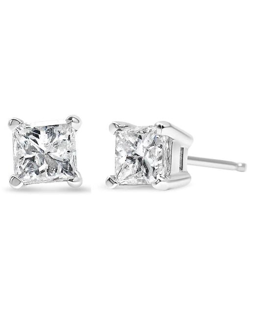 Haus of Brilliance Metallic Ags Certified 3/8 Cttw Princess-cut Square Diamond 4-prong Solitaire Stud Earrings