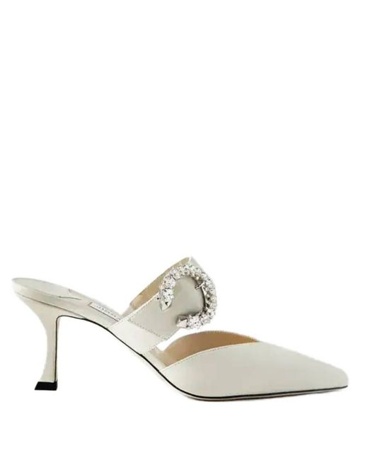 Jimmy Choo White Marta 70 Nappa Heeled Mules, Brand Size 34.5 Us