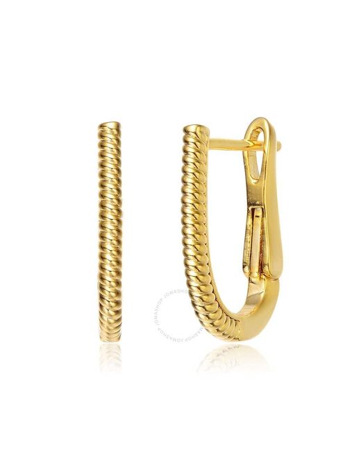 Rachel Glauber Metallic 14k Gold Plated "u" Small Hoop Earrings