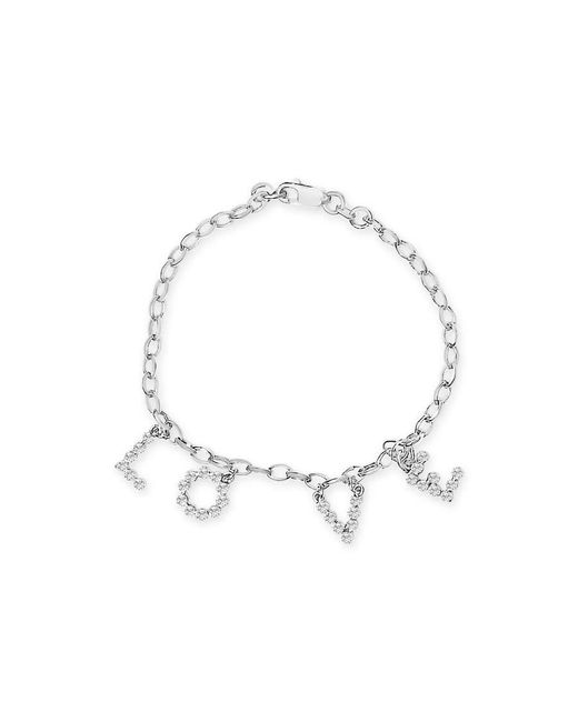 Haus of Brilliance Metallic 10K 1/6 Cttw Diamond "Love" Charm Cable Chain Bracelet (H-I Color, I1-I2 Clarity)