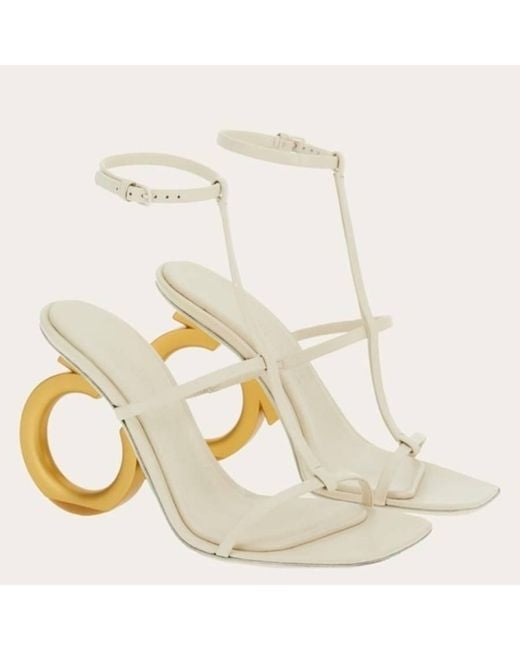 Ferragamo Natural Elina Gancini Nappa Sandals