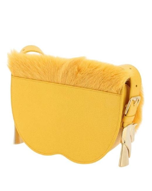 Burberry Yellow Chess Leather Satchel Bag