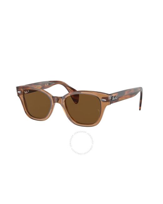 Ray-Ban Brown Polarized Square Sunglasses Rb0880s 664057 52