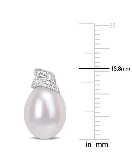Amour White 6.5-7Mm Freshwater Cultured Pearl And Diamond Accent Swirl Stud Earrings
