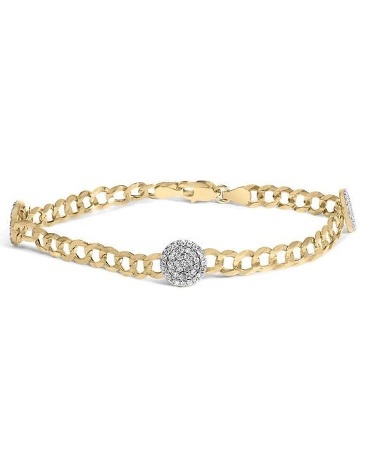 Haus of Brilliance Metallic 14K 5/8 Cttw Diamond Cluster Curb Chain Bracelet