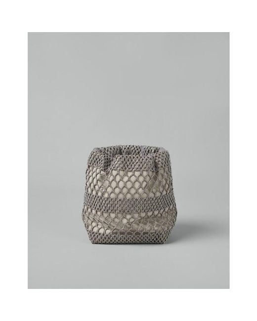 Brunello Cucinelli Gray Mesh Pouch Bag for men
