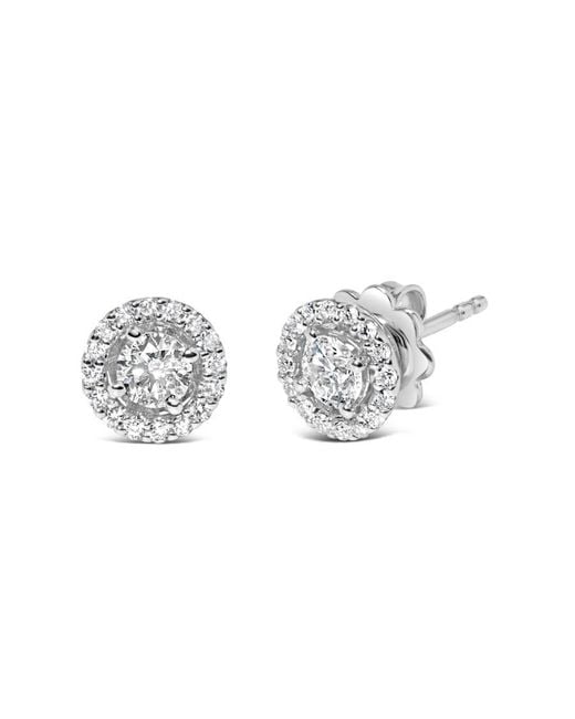 Haus of Brilliance Metallic 14K 3/4 Cttw Lab Grown Diamond Solitaire With Halo Stud Earrings (G-H Color, Vs2-Si1 Clarity)