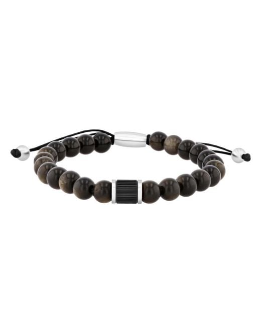 Robert Alton Black Obsidian Bead Bolo Bracelet for men