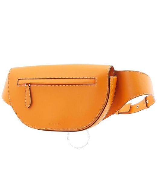 Burberry Orange Small Topstitched Leather Olympia Bum Bag for men