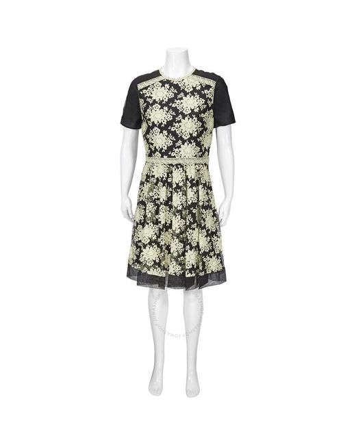 Burberry Green Floral-embroidered Lace Dress