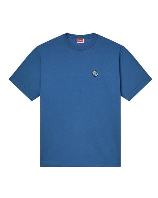 KENZO Blue Classic Pop Embroidered Cotton T Shirt for men
