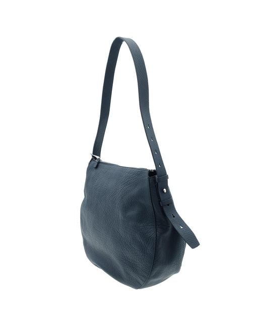 Burberry Blue Grained Leather Medium Knight Bag
