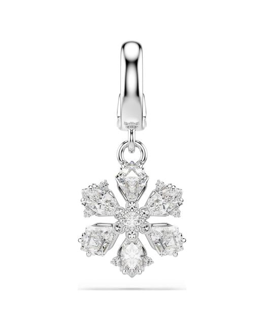 Swarovski White Idyllia Rhodium Plated Snowflake Charm for men