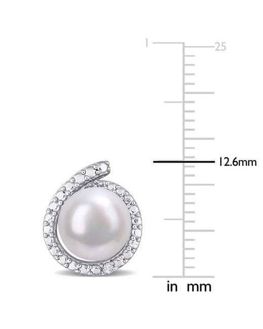 Amour Metallic 8-8.5Mm Freshwater Cultured Pearl And Diamond Accent Halo Stud Earrings