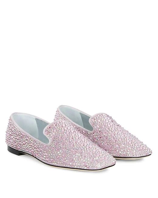 Giuseppe Zanotti Pink Lumineux Crystal-embellished Loafers